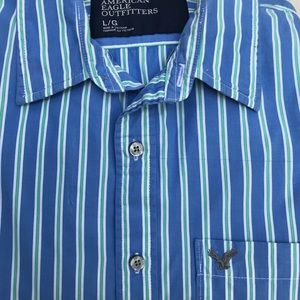 Men’s L/S Excellent Condition Striped American Eagle size Large 100% Cotton